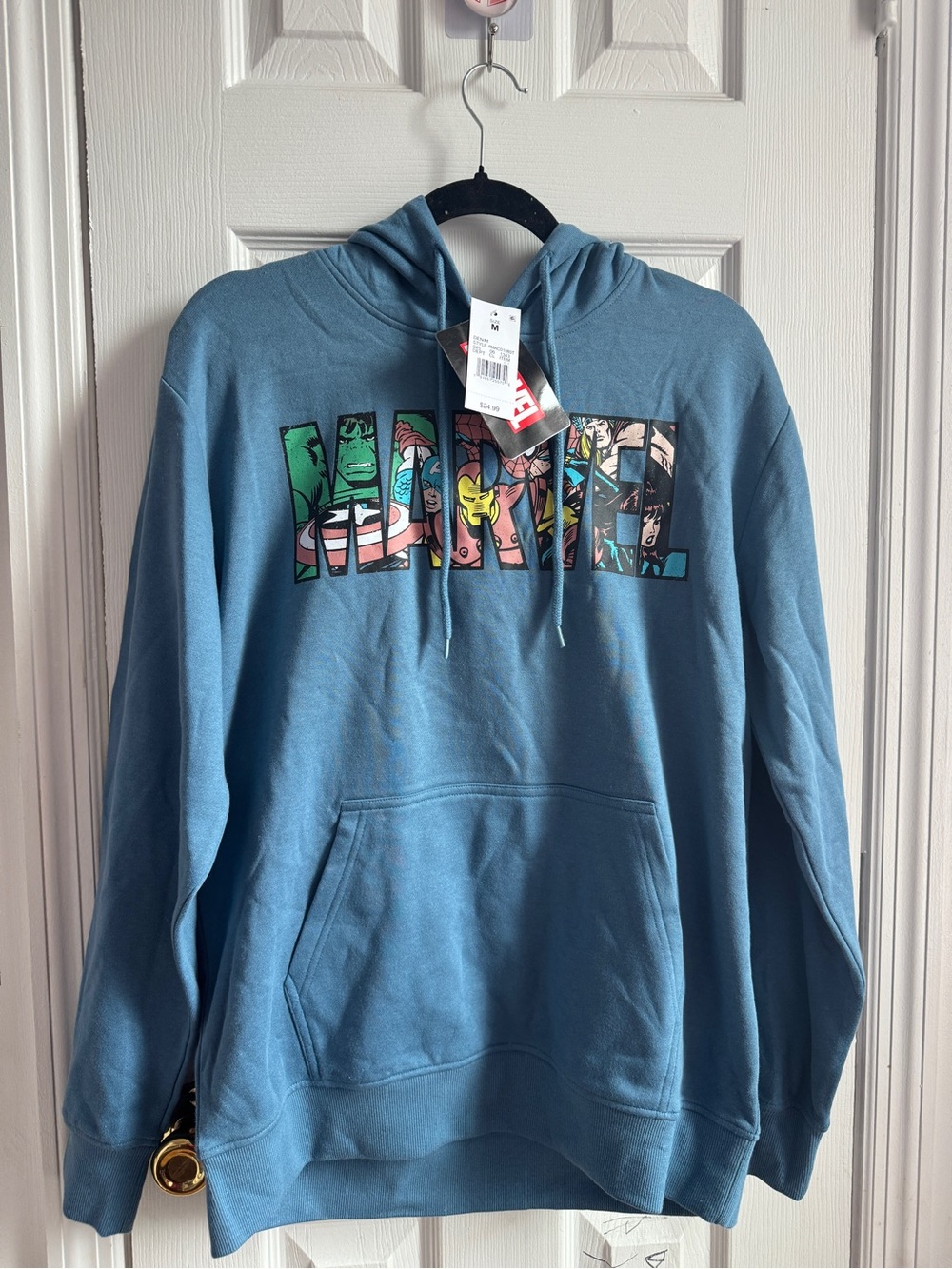 Marvel Blue Pullover Hoodie with Character Logo